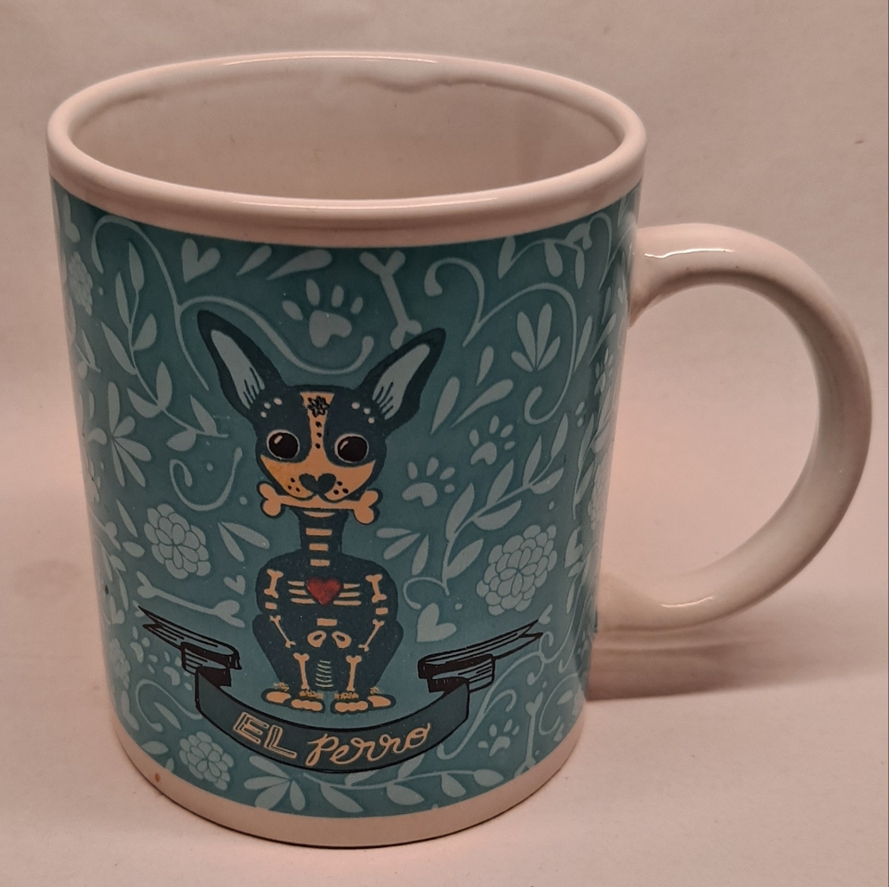 Day of the Dead Cup Sugar Skull Mug El Perro Dog Coffee Mug